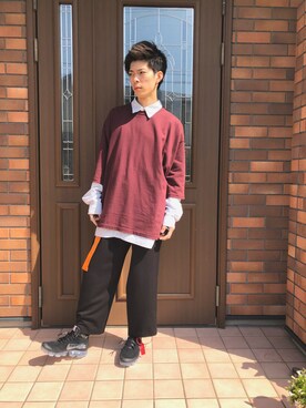 「OFF-WHITE」｜「アイテム（スラックス）」を使った、ユダイさん（メンズ・173cm）の春コーディネート