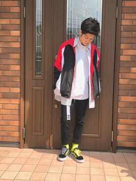 「ソックス」｜「アイテム（ナイロンジャケット）」を使った、ユダイさん（メンズ・173cm）の春コーディネート