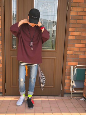 「MARCELO BURLON（マルセロ・バーロン）のアイテム（アクセサリー）」を使った、ユダイさん（メンズ・173cm）の春コーディネート