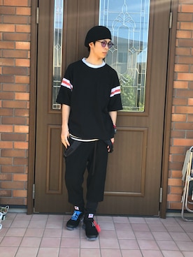 「OFF-WHITE」｜「アイテム（ハンチング/ベレー帽）」を使った、ユダイさん（メンズ・173cm）の春コーディネート