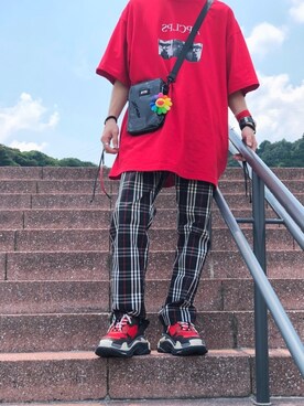 「MYne（マイン）のアイテム（バッグ）」を使った、ユダイさん（メンズ・173cm）の夏コーディネート