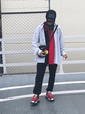 「MYne（マイン）のアイテム（バッグ）」を使った、ユダイさん（メンズ・173cm）の夏コーディネート