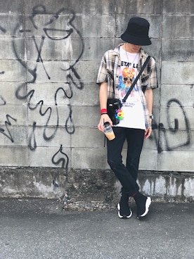 「MYne（マイン）のアイテム（バッグ）」を使った、ユダイさん（メンズ・173cm）の夏コーディネート