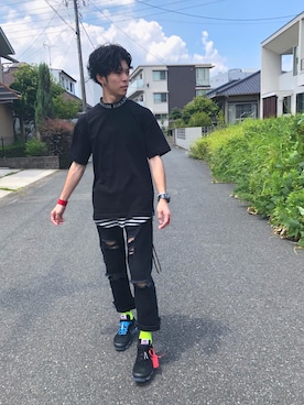 「WEGO（ウィゴー）のWEGO/スラブワッフルラウンドロングタンクトップ（タンクトップ）」を使った、ユダイさん（メンズ・173cm）の夏コーディネート