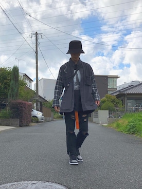 「MYne（マイン）のアイテム（バッグ）」を使った、ユダイさん（メンズ・173cm）の秋コーディネート