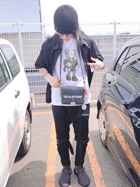 「OFF-WHITE」｜「アイテム（ニットキャップ/ビーニー）」を使った、ユダイさん（メンズ・173cm）の夏コーディネート