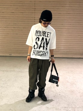 「OFF-WHITE」｜「アイテム（ニットキャップ/ビーニー）」を使った、ユダイさん（メンズ・172cm）の秋コーディネート