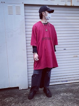 「AZSのアイテム（キャップ）」を使った、ユダイさん（メンズ・172cm）の秋コーディネート