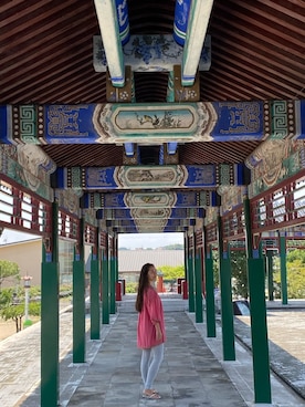 「VINTAGE（ヴィンテージ）のアイテム（チュニック）」を使った、adahyanさん（レディース・159cm）の夏コーディネート