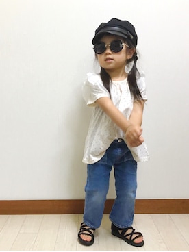 「三つ編み×帽子」｜yurikaさん（キッズ・90cm）の夏コーディネート