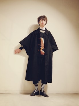 「ボーダーソックス」｜「アイテム（その他アウター）」を使った、Tomohiro Yajimaさん（メンズ・173cm）の冬コーディネート