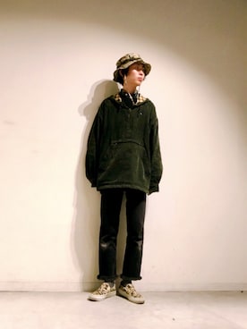 「サファリハット」｜「アイテム（その他アウター）」を使った、Tomohiro Yajimaさん（メンズ・173cm）の春コーディネート