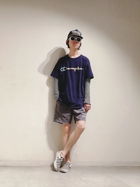 「オーバルサングラス」｜Tomohiro Yajimaさん（メンズ・173cm）の春コーディネート