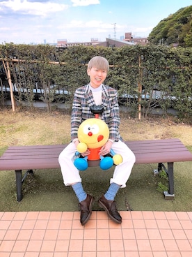 「マドラスチェック」｜「アイテム（テーラードジャケット）」を使った、Tomohiro Yajimaさん（メンズ・173cm）の春コーディネート
