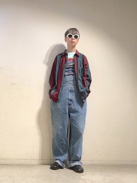 「オーバルサングラス」｜Tomohiro Yajimaさん（メンズ・173cm）の春コーディネート