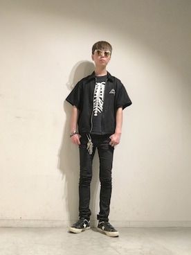 「Harley-Davidson（ハーレーダビッドソン）のアイテム（ブルゾン）」を使った、Tomohiro Yajimaさん（メンズ・173cm）の夏コーディネート