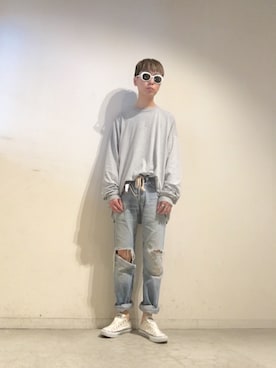 「オーバルサングラス」｜Tomohiro Yajimaさん（メンズ・173cm）の夏コーディネート