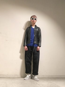 「オーバルサングラス」｜Tomohiro Yajimaさん（メンズ・173cm）の秋コーディネート