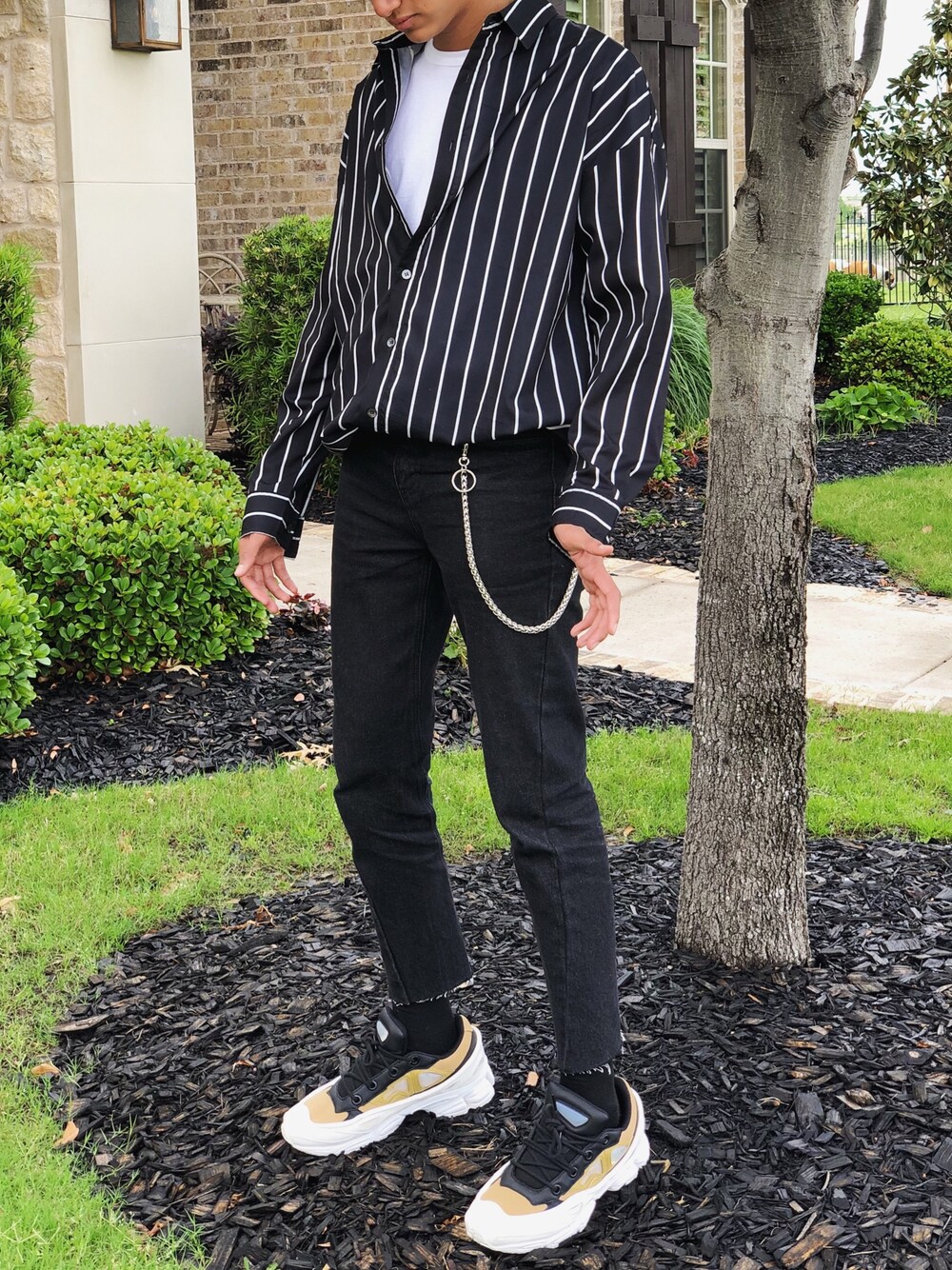 「RAF SIMONS、rafsimons×adidas、RAFSIMONS、streetstyle、streetfashion、street、fashion、fashion blogger、blogger、Taobao」｜「RAF SIMONSのアイテム（スニーカー、ベージュ系）」を使った、Gringinさん（メンズ・170cm）の春コーディネートの1枚目の写真