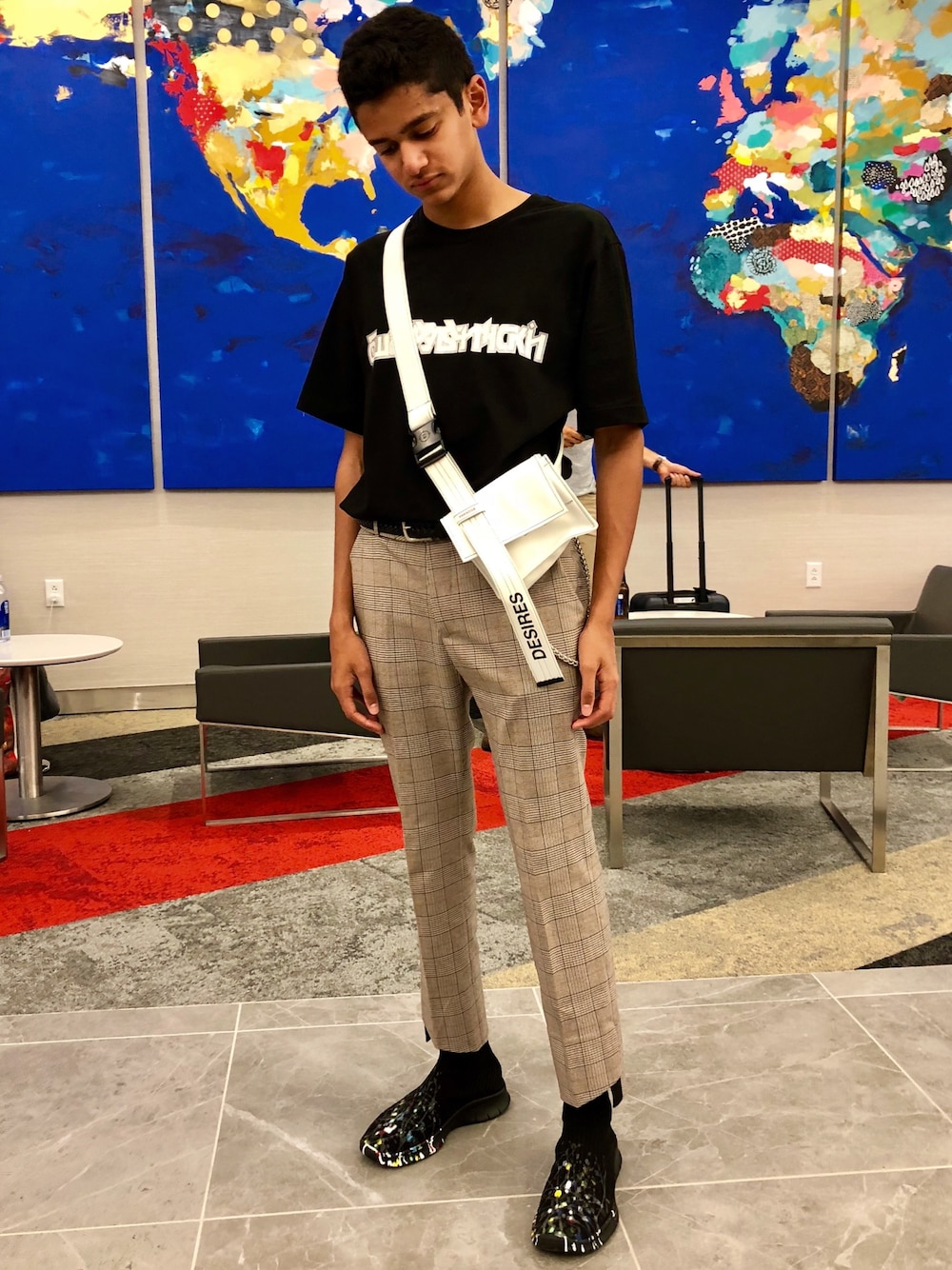 「summer、Maison Martin Margiela、Maison Margiela、gosharubchinskiy、fashion、fashion blogger」｜「Gosha Rubchinskiyのアイテム（Tシャツ/カットソー、ブラック系）」を使った、Gringinさん（メンズ・170cm）の春コーディネートの1枚目の写真