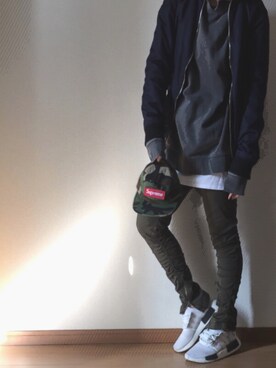 「FOREVER 21（フォーエバー トゥエンティーワン）のアイテム（ナイロンジャケット）」を使った、maisonＭさん（レディース・165cm）の冬コーディネート