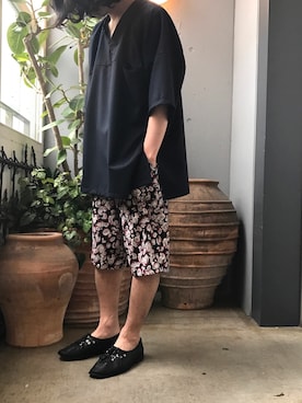 「Hender Scheme（エンダースキーマ）のアイテム（シューズ）」を使った、武士俣  淳(GARDEN 渋谷)さん（メンズ・163cm）の夏コーディネート