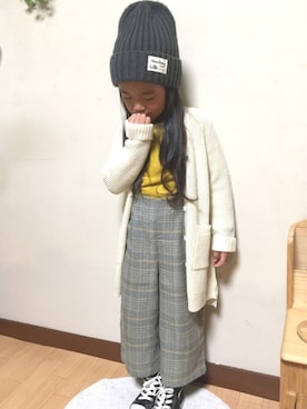 「グレンチェック」｜「アイテム（オールインワン・サロペット）」を使った、airi-nnさん（キッズ・110cm）の秋コーディネート