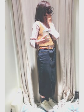 「デニムスカートINスタイル」｜yichanさん（レディース・163cm）の秋コーディネート