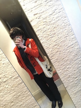 「COMME CA ISM（コムサイズム）のアイテム（ダッフルコート）」を使った、Tomさん（メンズ・186cm）の冬コーディネート