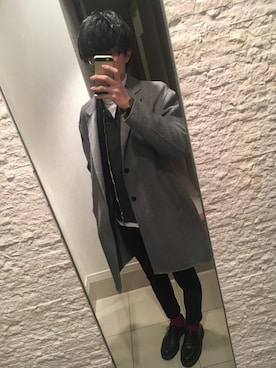 「ダニエルウェリントン」｜「アイテム（ライダースジャケット）」を使った、Tomさん（メンズ・186cm）の冬コーディネート