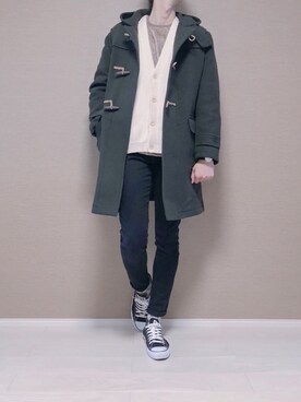 「ダニエルウェリントン」｜「アイテム（ダッフルコート）」を使った、Tomさん（メンズ・186cm）の冬コーディネート