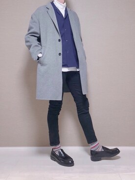 「ボーダーソックス」｜「アイテム（腕時計）」を使った、Tomさん（メンズ・186cm）の冬コーディネート