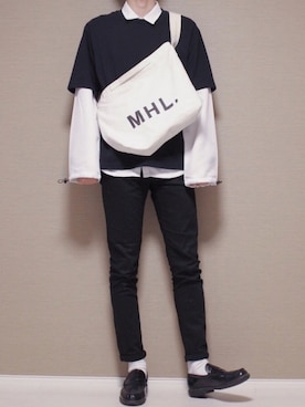 「MHL.」｜「アイテム（その他）」を使った、Tomさん（メンズ・186cm）の夏コーディネート
