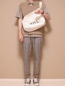 「ハーフリングジップ」｜Tomさん（メンズ・186cm）の夏コーディネート