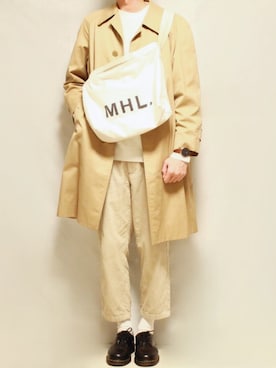 「アイテム（ステンカラーコート）」を使った、Tomさん（メンズ・186cm・20代）の秋コーディネート