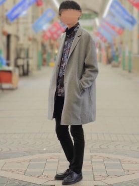 「UNIQLO（ユニクロ）の防風ストレッチスリムフィットチノ（その他パンツ）」を使った、Tomさん（メンズ・186cm）の冬コーディネート