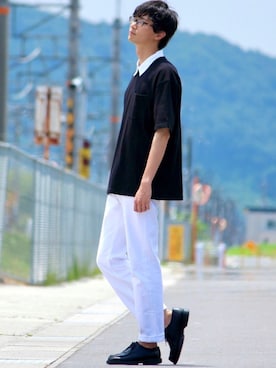 「GUコーデ」｜「アイテム（モカシン/デッキシューズ）」を使った、Tomさん（メンズ・186cm）の夏コーディネート