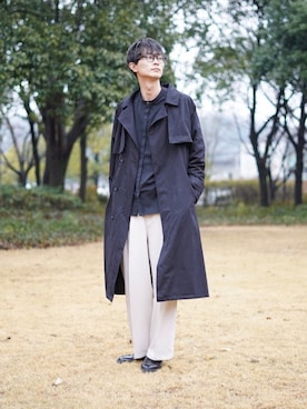 「CREARE -LINO-（クレアーレリノ）のアイテム（トレンチコート）」を使った、Tomさん（メンズ・186cm）の冬コーディネート