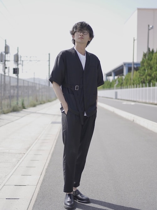 2WAYノーカラーシャツジャケット<セットアップ可>（ノーカラー 