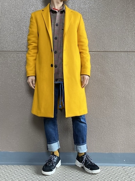 「ADAM ET ROPE'（アダムエロペ）のアイテム（チェスターコート）」を使った、たくさん（メンズ・165cm）の冬コーディネート