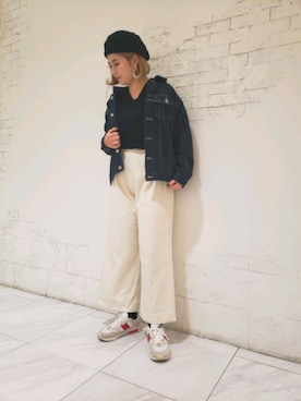 「LEPSIM（レプシィム）のルーズライトデニムジャケット　858555（デニムジャケット、ブルー系）」を使った、ぶんちゃんさん（レディース・163cm）の冬コーディネート