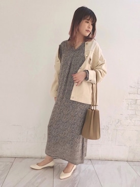 「LEPSIM（レプシィム）のアイテム（ノーカラージャケット）」を使った、ぶんちゃんさん（レディース・163cm）の春コーディネート
