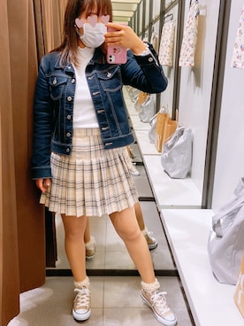 「韓国コーデ」｜「アイテム（デニムジャケット）」を使った、na-chanさん（レディース・153cm）の春コーディネート