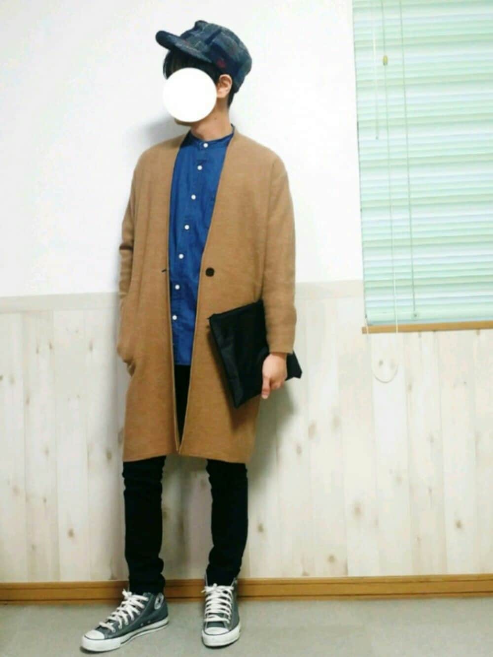 「プチプラ、UNIQLO、GU、コンバース、キャスケット、TMT」｜「CONVERSEのconverse コンバース CANVAS_ALL_STAR_HI キャンバス オールスター ハイ 32066761 CHARCOAL（スニーカー、グレー系）」を使った、タスクさん（メンズ・173cm）の春コーディネートの1枚目の写真