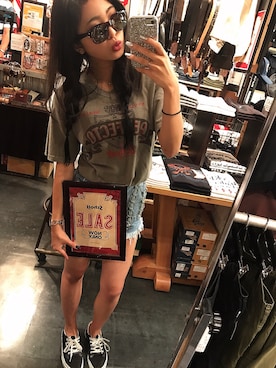 「schott（ショット）のSchott/ショット/LENOX/サングラス　日本製（サングラス）」を使った、𝐍𝐚𝐨さん（レディース・164cm）の夏コーディネート