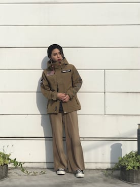 「秋のカフェオレコーデ」｜「アイテム（マウンテンパーカー）」を使った、𝐍𝐚𝐨さん（レディース・164cm）の秋コーディネート