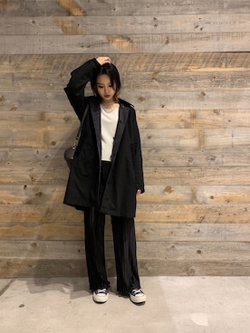 「schott（ショット）のアイテム（ステンカラーコート）」を使った、𝐍𝐚𝐨さん（レディース・164cm）の秋コーディネート