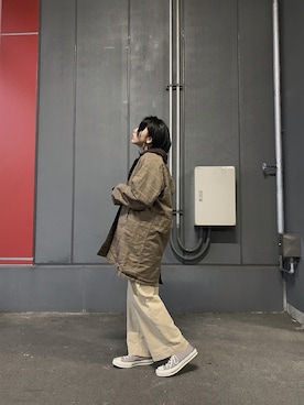 「schott（ショット）のアイテム（ステンカラーコート）」を使った、𝐍𝐚𝐨さん（レディース・164cm）の秋コーディネート