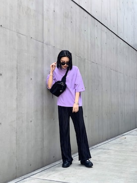 「ムラサキコーデ」｜𝐍𝐚𝐨さん（レディース・164cm）の春コーディネート