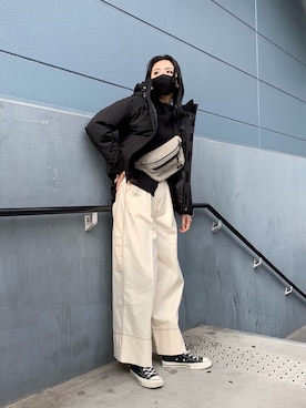 「schott（ショット）のSchott/ショット/SUEDE FUNNY PACK/スエード ファニーパック（ボディバッグ/ウエストポーチ）」を使った、𝐍𝐚𝐨さん（レディース・164cm）の秋コーディネート